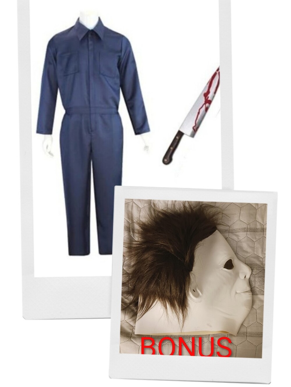Adult Mens Killer Michael Costume Cosplay Blue Jumpsuit Coveralls + Knife Sz Med
